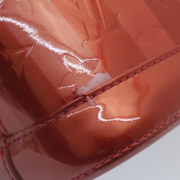LOUIS VUITTON Vernis Rayures Alma BB Hand Bag Red LV Auth tp198 - Picture 3 of 16